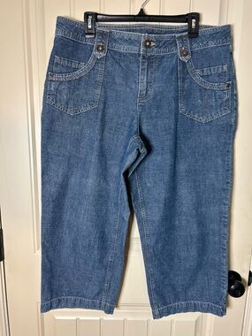 Liz&Co Women’s Capris Jeans, 16, Blue Denim, 100 % Cotton Spring Summer perfect